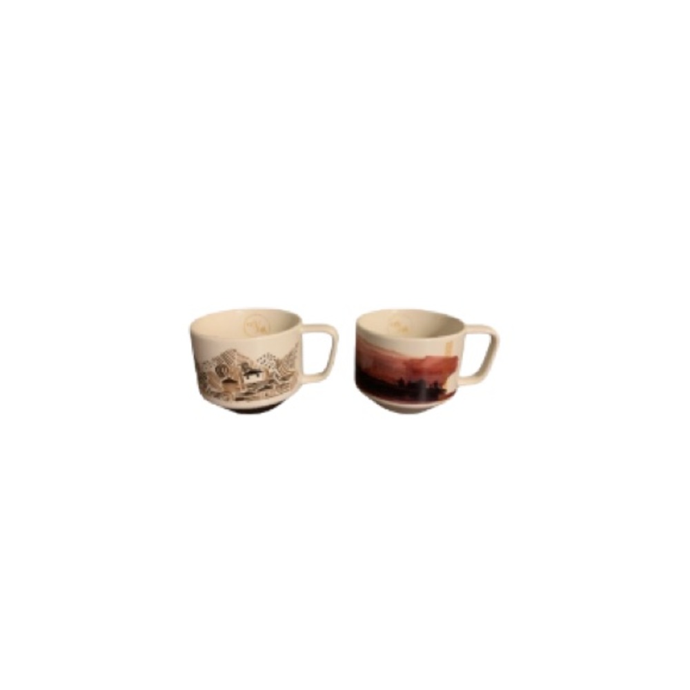 Starbucks Cream and Sepia Ceramic Mugs